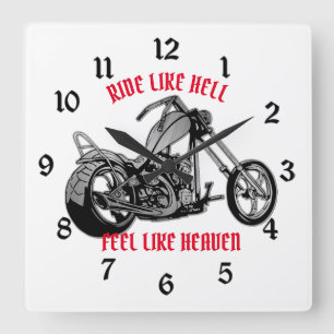 Biker Heaven White Fyrkantig Klocka
