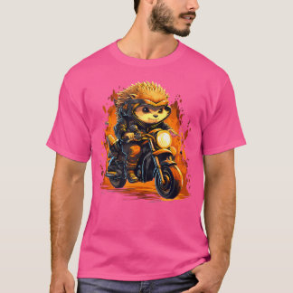 Biker Hedgehog Riding Motorcykel T Shirt