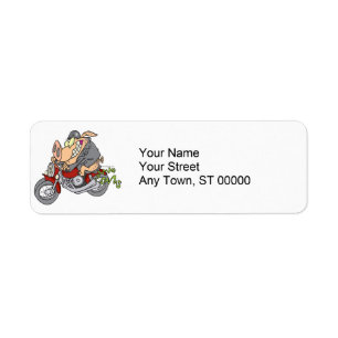 biker hog gris motorcykelcykel tecknad returadress etikett