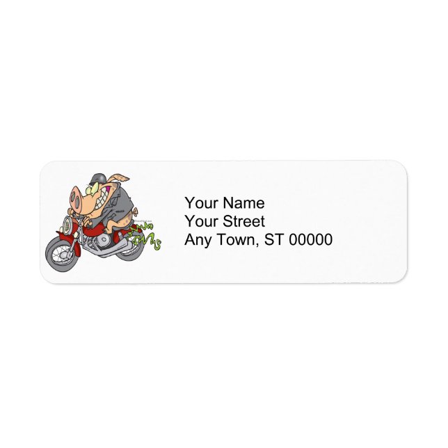 biker hog gris motorcykelcykel tecknad returadress etikett (Framsidan)