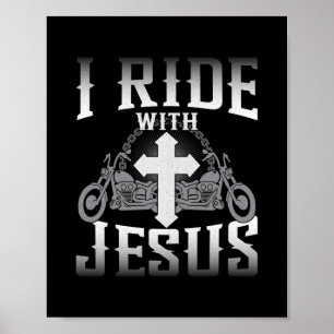 Biker jag rider med Jesus Faith Poster