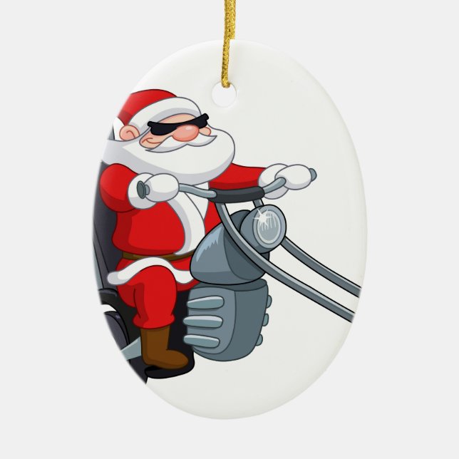 biker jultomten julgransprydnad keramik (Framsidan)