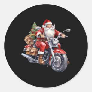Biker Jultomten på motorcykelns Roligt, jul Biki Runt Klistermärke