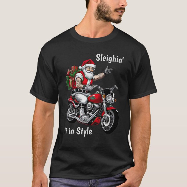 Biker Jultomten T Shirt (Framsida)