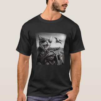 Biker Katt Dinosaur Jakt Rolig Motorcykel Solglasö T Shirt