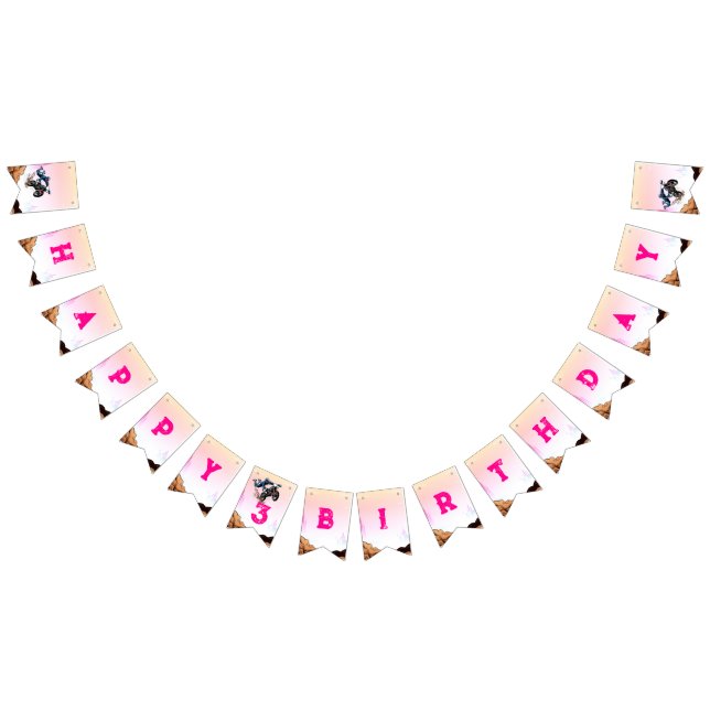 Biker Kid Dirt Stunt Bike Birthday Bunting Flaggor (Alla)