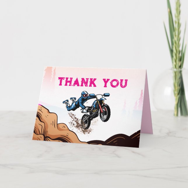 Biker Kid Dirt Stunt Bike Birthday Tack för ditt k (Framsida)