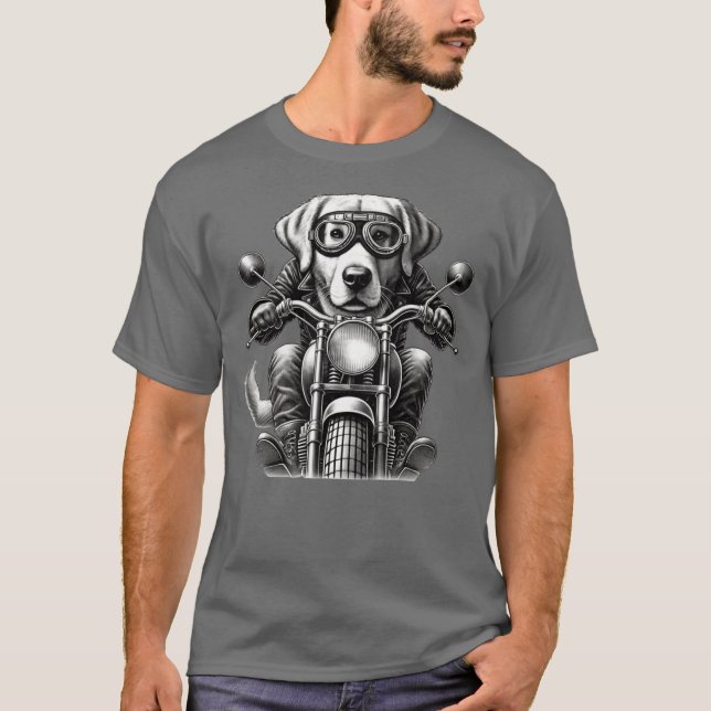 Biker Labrador Cool Hund Ridande Motorcykel vän T Shirt (Framsida)