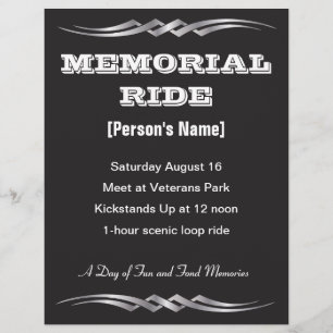 Biker Memorial Ride-inbjudan Reklamblad