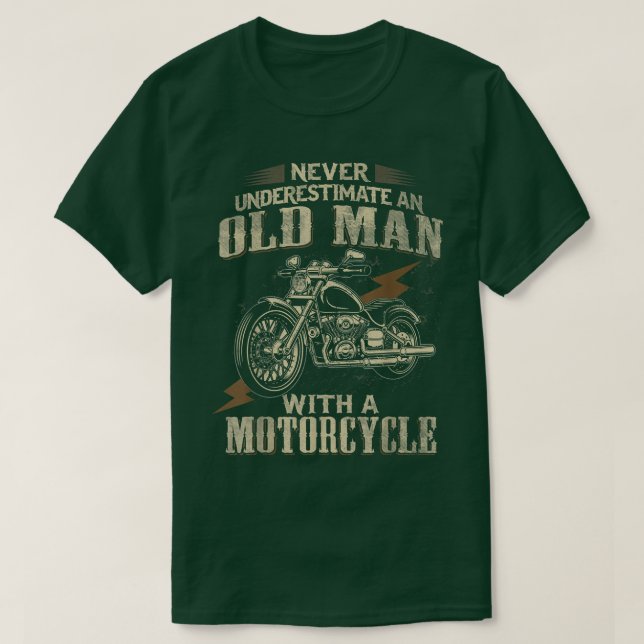 Biker morfar underskatta aldrig en gammal man med t shirt (Design framsida)