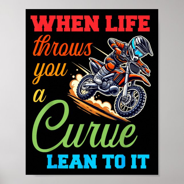 Biker Motorcycle Lover When Life Throws You A Curv Poster (Framsidan)