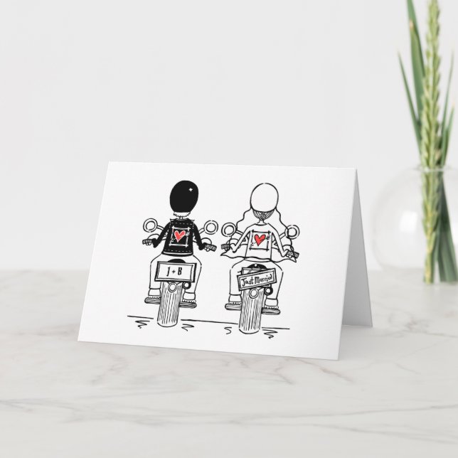 Biker Motorcykel Bröllop Kort (Framsida)