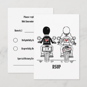 Biker Motorcykel Bröllop Svar till Inbjudningar
