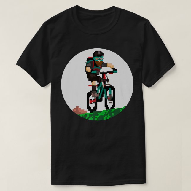 Biker Mountainbiker Pixel Art Retro Gaming Stil 2 T Shirt (Design framsida)