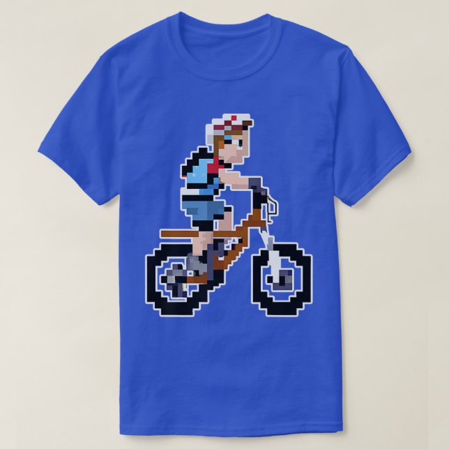 Biker Mountainbiker Pixel Art Retro Gaming Stil T Shirt (Design framsida)