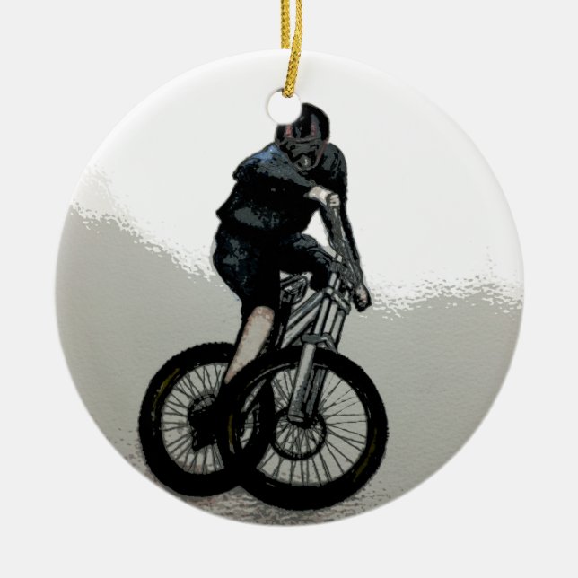 Biker MTB BMX CYKLIST Julgransprydnad Keramik (Framsidan)