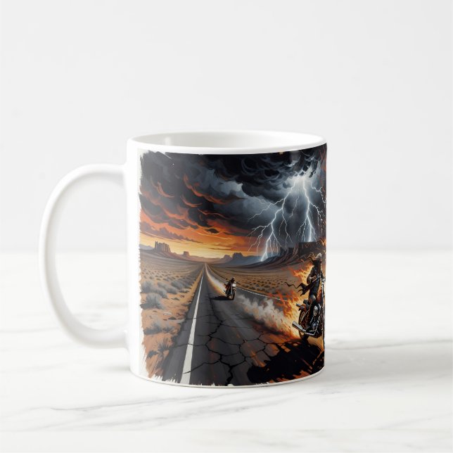 Biker-mugg född att vara vild ökenstorm kaffemugg (Vänster)