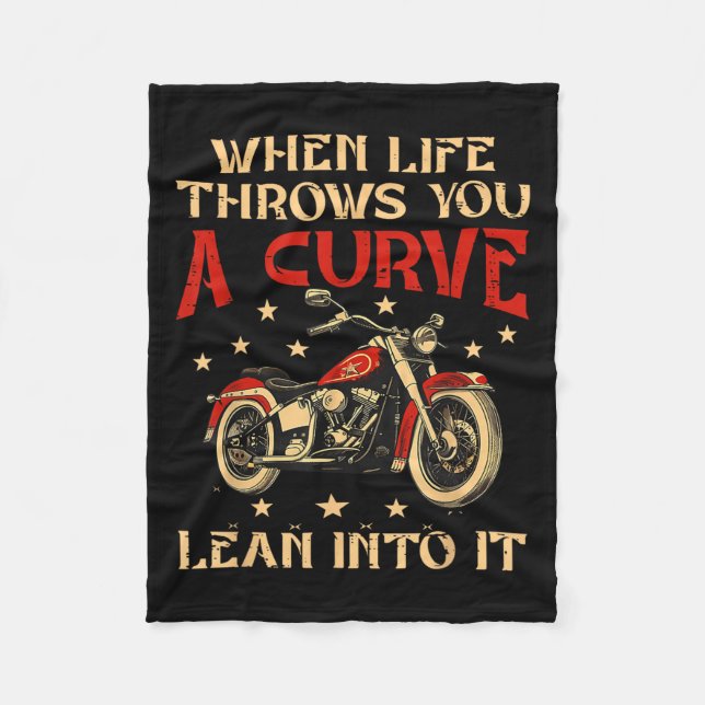 Biker när livet kastar en kurvmotorcykel i Manar Fleecefilt (Framsidan)