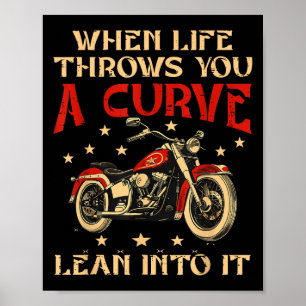Biker när livet kastar en kurvmotorcykel i Manar Poster