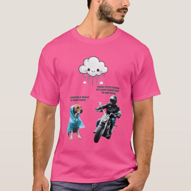 biker och hund flickfamilj t shirt (Framsida)