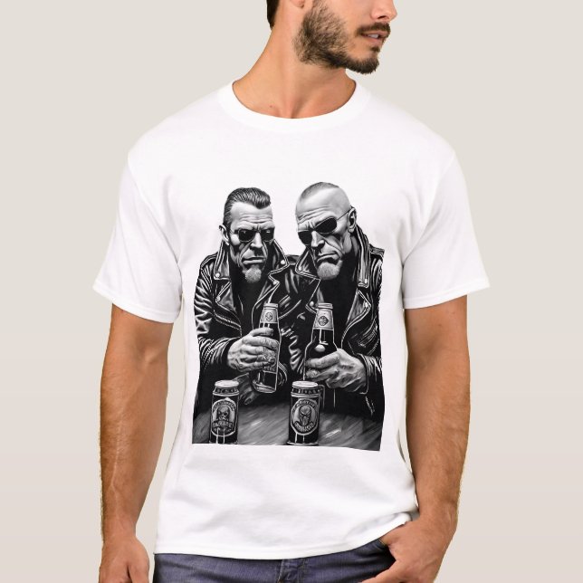 Biker och Öl T-Shirt (Framsida)