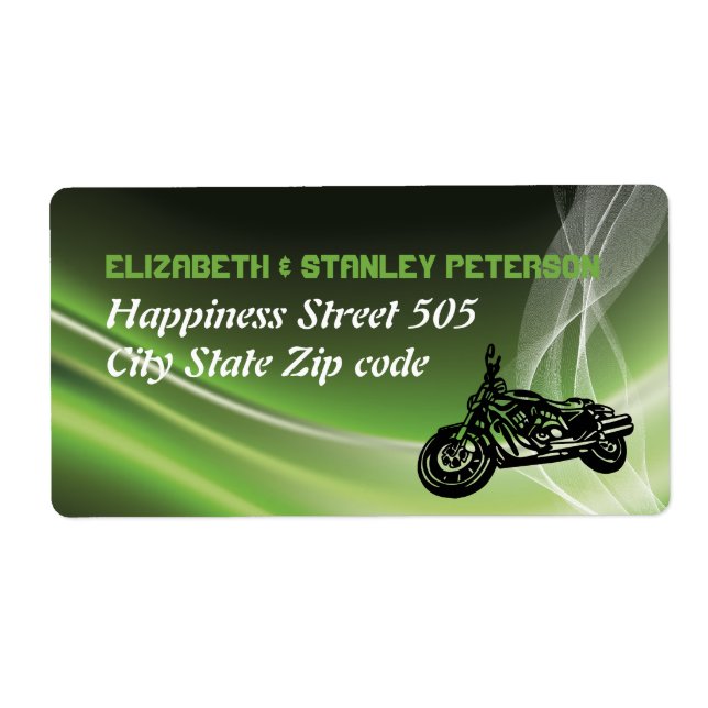 biker på grönt/motorcykel bröllop fraktsedel (Framsidan)