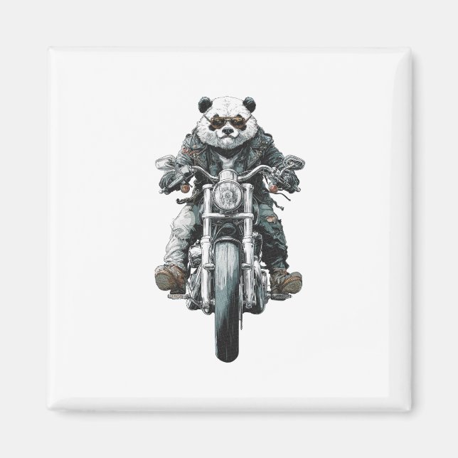 Biker Panda Magnet (Framsidan)