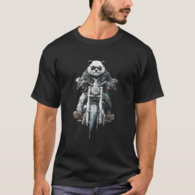 Biker Panda T Shirt (Framsida)
