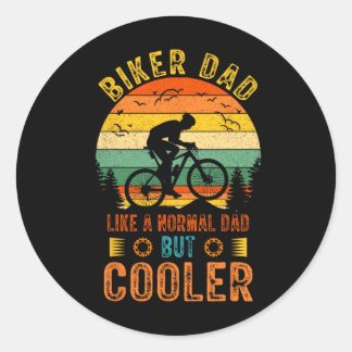 Biker-Pappa-cykelns Vintage Fars dag-utformning fö Runt Klistermärke