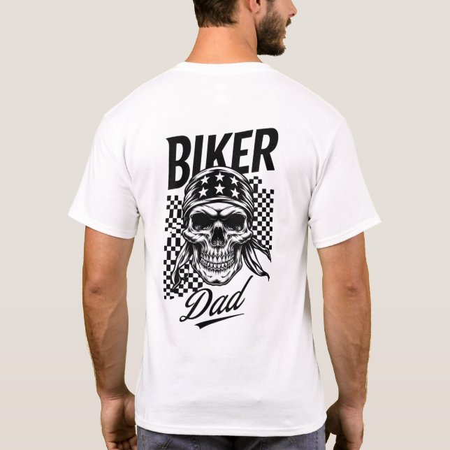 Biker Pappa | Motorcykel med skal och kontrollerad T Shirt (Baksida)