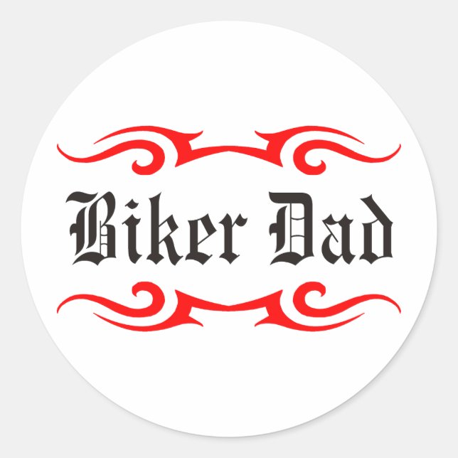 Biker Pappa Runt Klistermärke (Framsida)