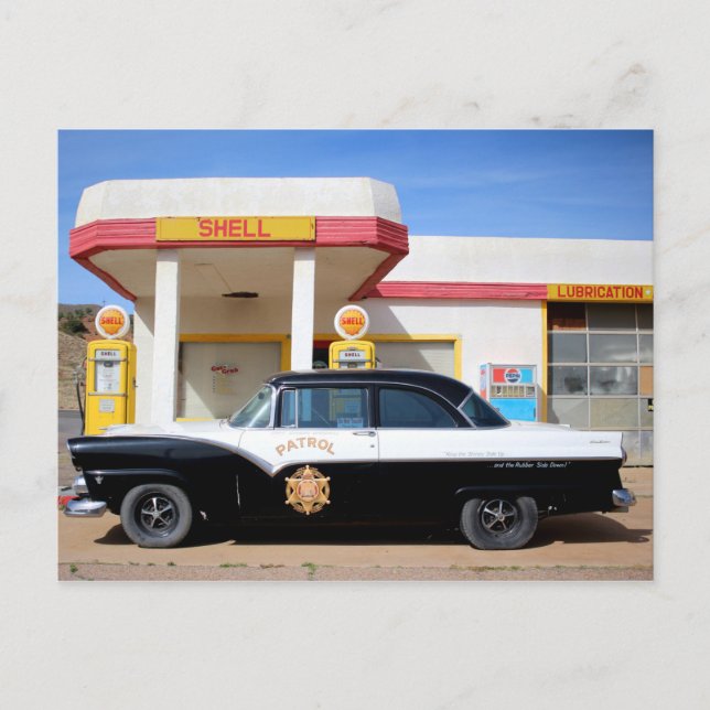 Biker Patrol Classic Car Service Station Vykort (Framsida)
