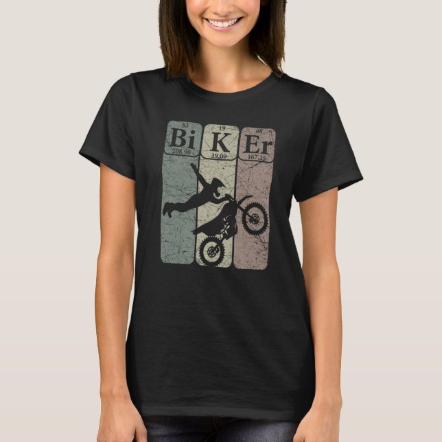Biker Periodic Bord Inslag Motocross Bike Nerd T Shirt (Framsida)