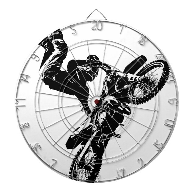 biker pop art motorcykel - akrobatisk hastighetspo darttavla (Framsidan)