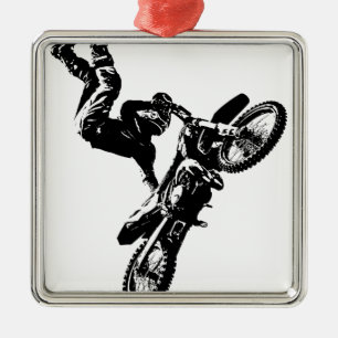 biker pop art motorcykel - akrobatisk hastighetspo julgransprydnad metall
