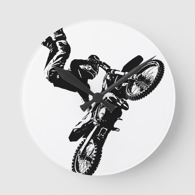 biker pop art motorcykel - akrobatisk hastighetspo rund klocka (Framsida)