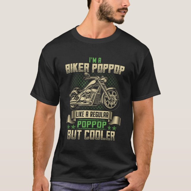 Biker Poppop Cooler Funny Biker Motorcle För manar T Shirt (Framsida)