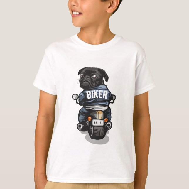 Biker Pug T-Shirt (Framsida)