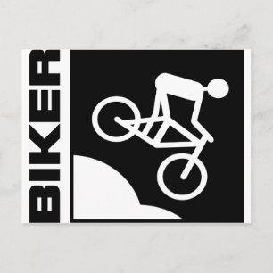 biker radfahrer-cykel mtb Mountaincycle down Vykort