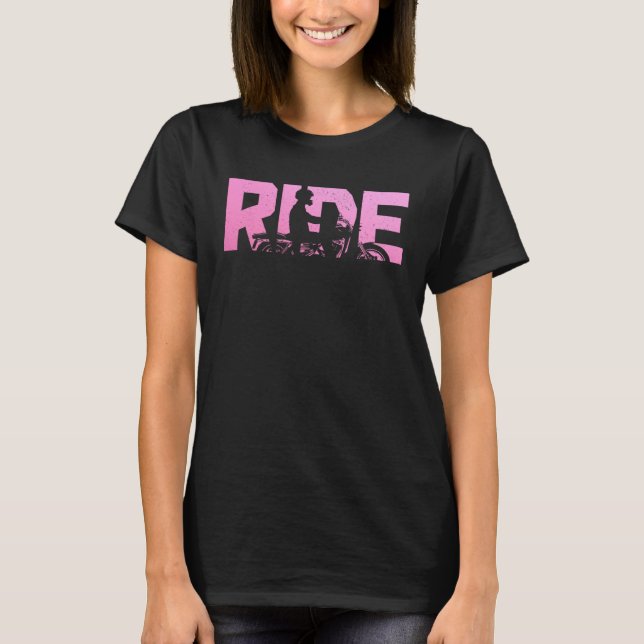 Biker RIDE Motorcycle  2 T Shirt (Framsida)