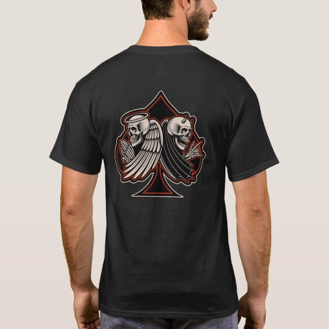 Biker Saint eller Sinner Ace of Spades Old School  T Shirt (Baksida)