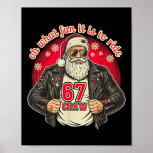 Biker Santa 67 Crew Roligt jul läderjacka Poster