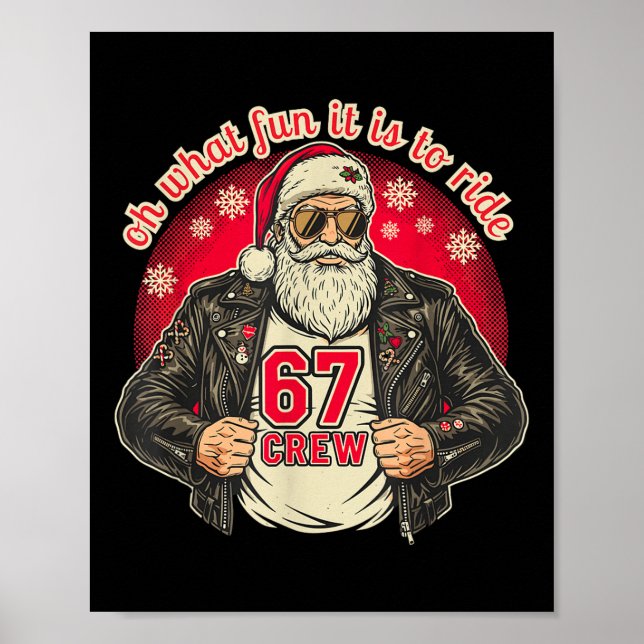 Biker Santa 67 Crew Roligt jul läderjacka Poster (Framsidan)