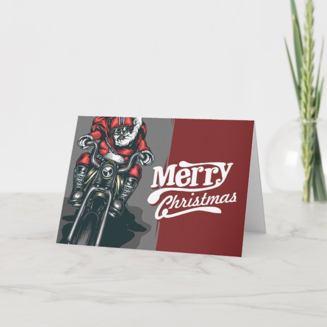 Biker Santa Julkort Helgkort (Framsida)
