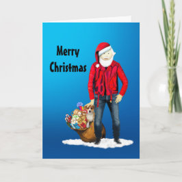 Biker Santa med Leksak och en marionett Helgkort