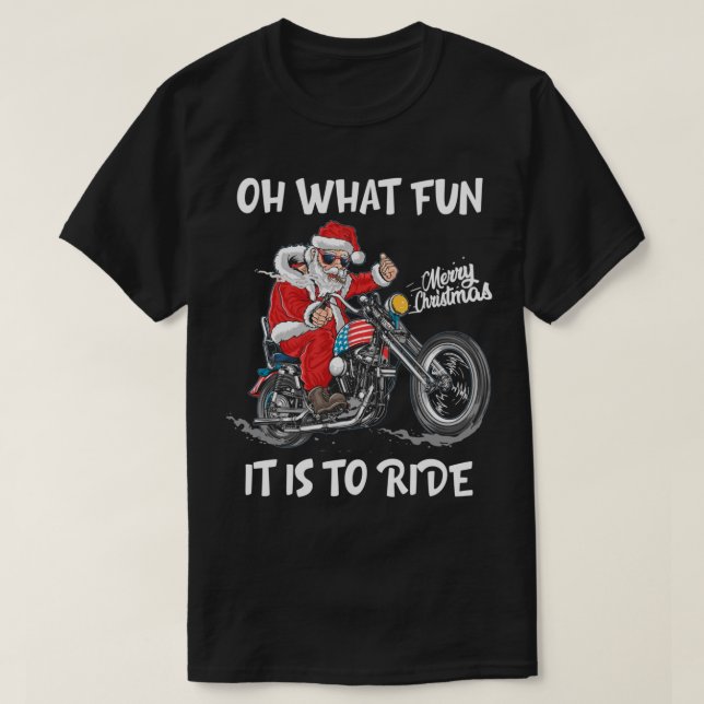 Biker Santa Motorcycle Fläkt God jul Julafton Ho T Shirt (Design framsida)