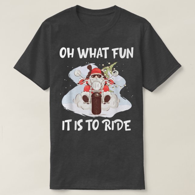 Biker Santa Motorcycle Fläkt God jul Julafton Ho T Shirt (Design framsida)