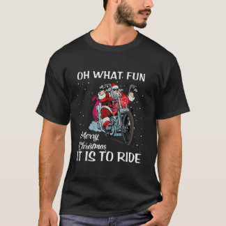 Biker Santa Motorcycle Fläkt God jul Julafton Ho T Shirt
