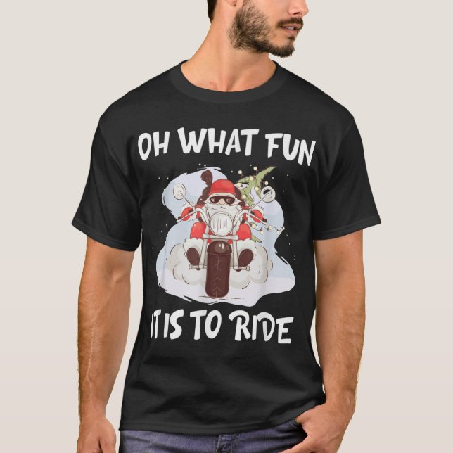 Biker Santa Motorcycle Fläkt God jul Julafton T Shirt (Framsida)