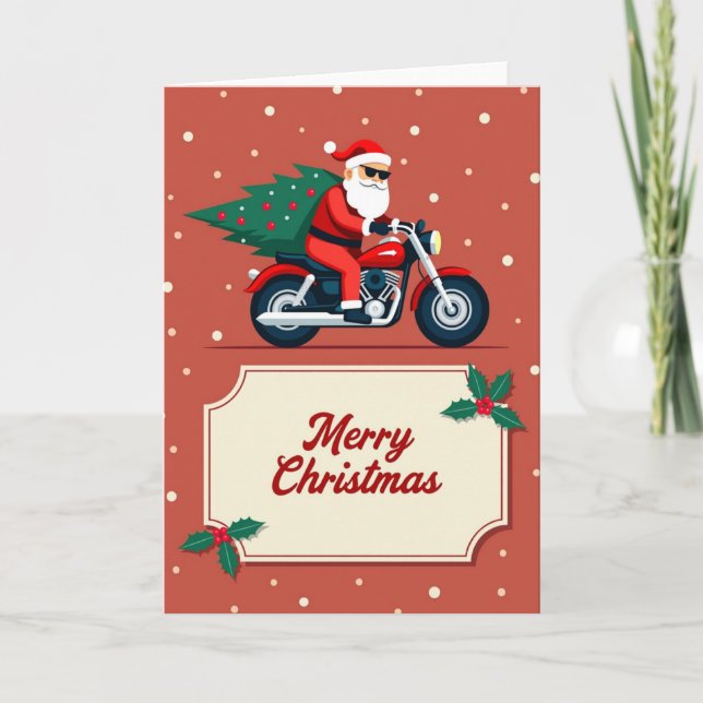 Biker Santa Motorcycle God jul Card Kort (Framsida)